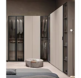 Armadio ad angolo con 10 ante battenti, Corda e dettagli Metal grey Zenzero Shop