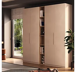 Armadio 4 ante con libreria, Cashmere e Cadiz, L.212