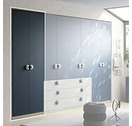 Armadio 2 ante, L.90 H.240, Bianco opaco e Blu navy