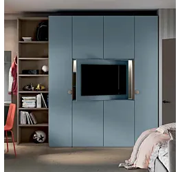 Armadio con pannello tv girevole, Petrolio e Visone, L.214