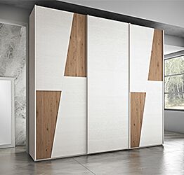 Armadio 3 ante scorrevoli Rovere nordico e Frassinato bianco