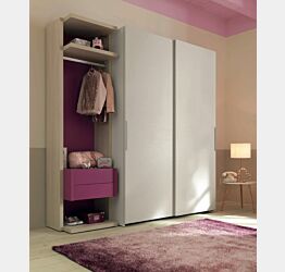Armadio scorrevole L.155 Moretti Compact, Frassino Bianco