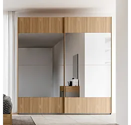Armadio scorrevole Noce biondo, con specchi, L.246