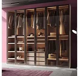 Armadio con 6 ante telaio, vetri fumè, L.273