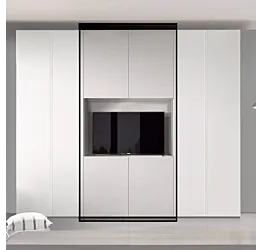 Armadio con vano, 4 ante, Bianco opaco