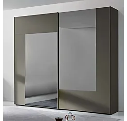 Armadio scorrevole a 2 ante, Grigio Londra con specchi Fumè Zenzero Shop