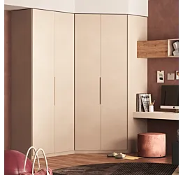 Armadio ad angolo, 4 ante, finitura Cashmere