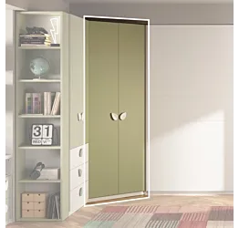 Cabina ad angolo, L.120 x 120 H.240, Bianco opaco e Pistacchio