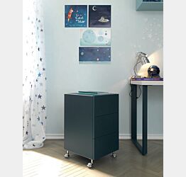 Cassettiera per camerette con 3 cassetti Moretti Compact, Pavone laccato