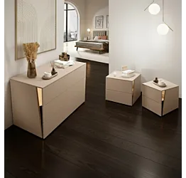 Set comò e comodini Cipria, con specchio Bronzo, offerta