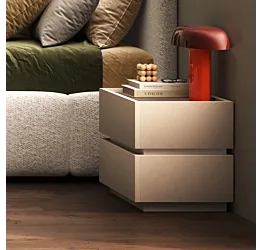 Comodino a 2 cassetti, finitura Cashmere, L.55