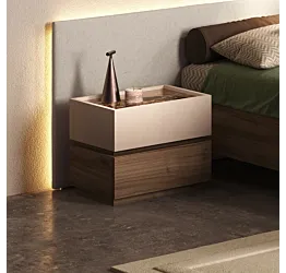 Comodino 2 cassetti, Cashmere e Cadiz, top Marmo impero