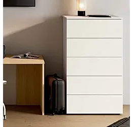 Settimino 5 cassetti, Bianco opaco, L.76