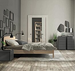 Camera matrimoniale di design in finitura Grigio titanio e Royal oak