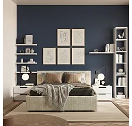 Letto matrimoniale Armonia, velluto a coste Tortora, 160x195