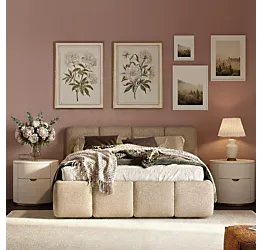 Letto matrimoniale Etra, bouclè Beige, 160x195