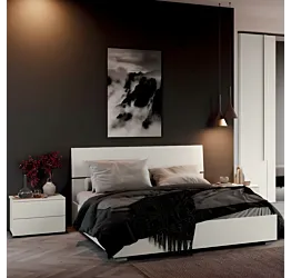 Letto matrimoniale, Bianco opaco, disponibile in più misure