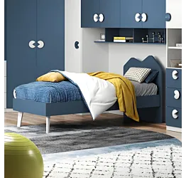 Letto singolo, 80x190, finitura Blu navy