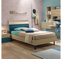 Letto Bend una piazza e mezza Moretti Compact, Rovere, Pavone e Crema