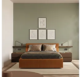 Letto matrimoniale Armonia, velluto a coste Terracotta, 160x195