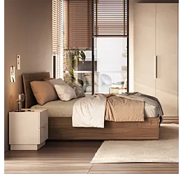 Letto matrimoniale moderno, finitura Noce caramello, 160x195