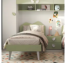 Letto singolo, 80x190, finitura Pistacchio