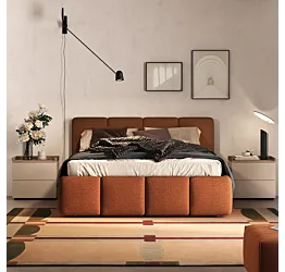 Letto matrimoniale bouclè Terracotta, 160x195