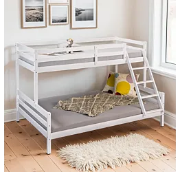 Letto a castello alla francese, 140x200 e 90x200, Bianco Zenzero Shop