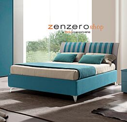 Letto matrimoniale contenitore Daneb in tessuto bicolore