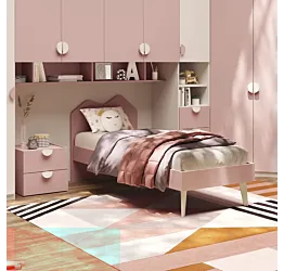 Letto singolo, 80x190, finitura Flamingo