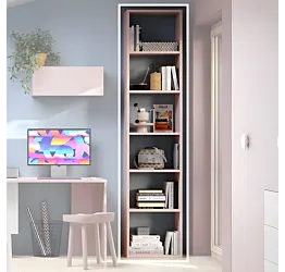 Libreria 5 ripiani, L.55 H.240, finitura Flamingo