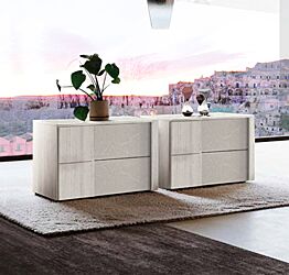 Coppia di comodini Santorini bicolor in finitura Bianco altea e Graniglia chiara
