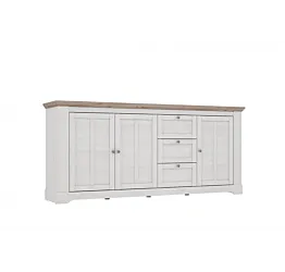 Madia 3 ante e 3 cassetti, L.205 H.93 P.45, Rovere Neve e Olmo scuro