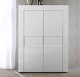 Madia di Design a 2 ante Alta, Bianco Lucido