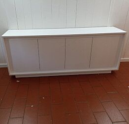 Conveniente Credenza Moderna, Madia di Design, 4 ante, Bianco Opaco