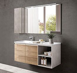 Mobili bagno in offerta, mobile sospeso con lavabo integrato, Havasu 20