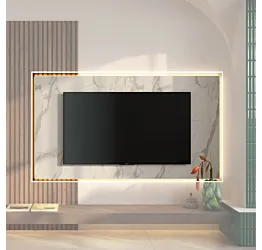 Pannello per TV, L.180 H.100 P.2, effetto Marmo Bianco