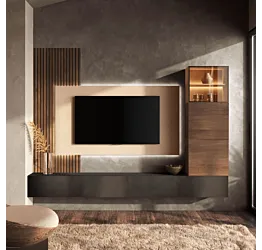 Parete moderna sospesa, Mercure cannettato, Lava, Cashmere e Mercure