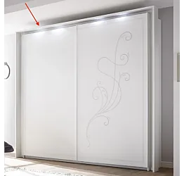 Passepartout con luci per armadi ad ante scorrevoli, 265x238x14 h cm, Bianco lucido