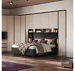 Armadio a ponte Cashmere e Antracite, L.334 H.240, collezione Mondo