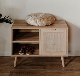 Panca finitura Quercia con anta effetto Rafia