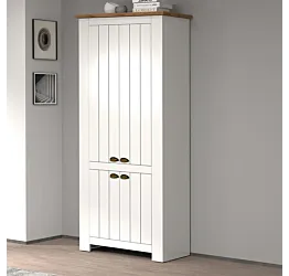 Armadio-scarpiera a 4 ante battenti, 84x200x42 h cm, Bianco opaco e Rovere wotan