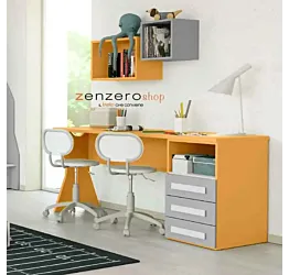 Scrivania moderna per camerette in finitura Miele e Grigio Dorian