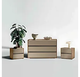 Set comò e comodini, Noce biondo e Oro