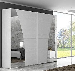 Maxi armadio scorrevole di design Poiana finitura Frassino gesso con specchi