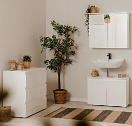 Funzionale Bagno completo con specchio, finitura Bianco lucido 