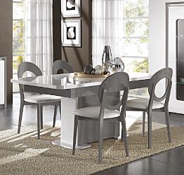 Tavolo moderno allungabile L.180, bianco lucido e grigio basalto