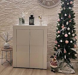 Credenza capiente, Madia di Design, 4 ante Alta, Bianco Lucido