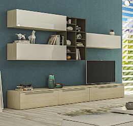 Parete attrezzata moderna con librerie, Made in Italy