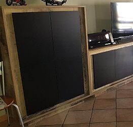ACQUISTA ANCHE TU Madia Pedro di Design, 4 ante Alta, Moderna, finitura Pero e Nero